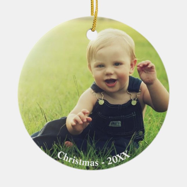 Custom Boy Foto Keramik Ornament (Vorne)
