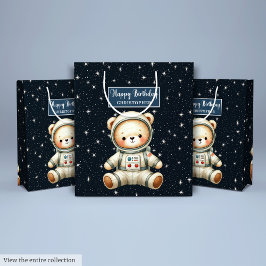 Custom Boy Geschenktasche mit Teddy Astronaut Them Mittlere Geschenktüte