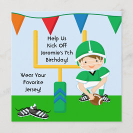 Custom Boy in Green Football Geburtstag Einladung
