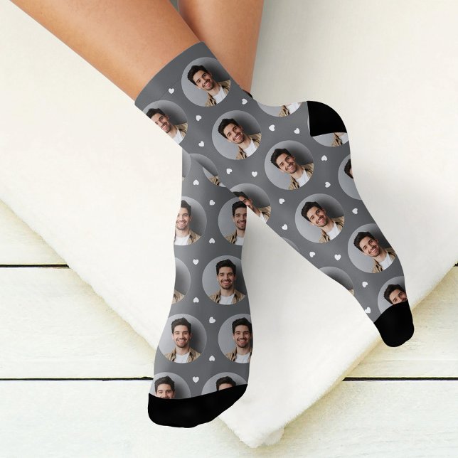 Custom Boyfriend Foto Grau Liebe Socken (Von Creator hochgeladen)
