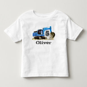 Custom Boy's 5. Geburtstag Blue Digger Bagger Kleinkind T-shirt