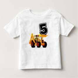 Custom Boy's 5. Geburtstag Yellow Digger Kleinkind T-shirt