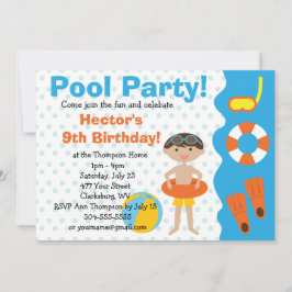 Custom Boy's Birthday Pool Party Einladung