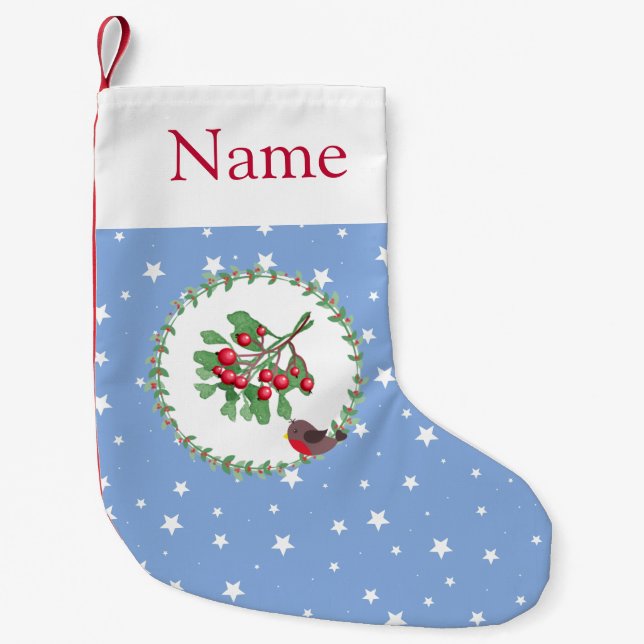 Custom Boys Blue White Star Weihnachts-Strumpf Kleiner Weihnachtsstrumpf (Vorderseite)