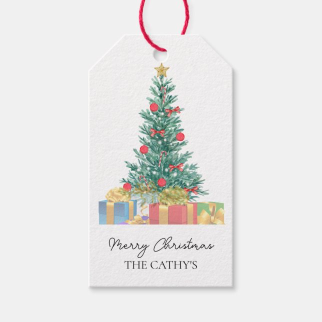 Custom Branded Elegant Frohe Weihnachtsvorliebe Geschenkanhänger (Vorderseite)