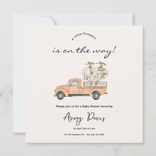 Custom Branded Fall Pumpkin Baby Shower Invitation Einladung (Vorderseite)