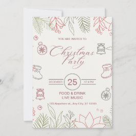 Custom Brands White Simple Christmas Party Einladung