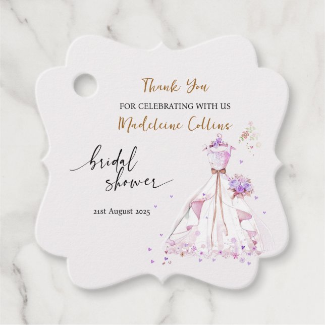 Custom Brautparty Hochzeitskleid Danke Geschenkanhänger (Vorderseite)