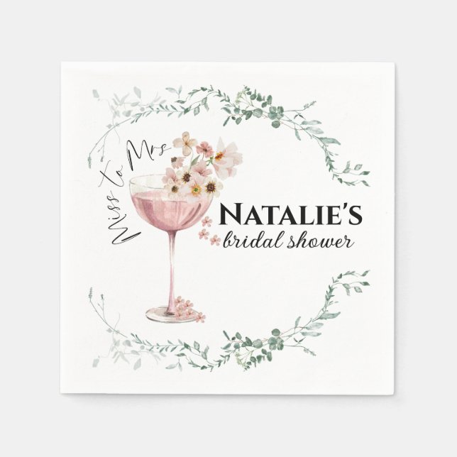 Custom Brautparty Napkins Petals und Prosecco Serviette (Vorderseite)