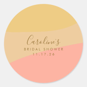Custom Brautparty Soft Pink Yellow Pastel Boho Runder Aufkleber