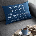 Custom Breitengrad Family Name Home Address Dekokissen<br><div class="desc">Breitengrad Home Decor. Ein Way to Showcase the Location of Your Home. Customize it with any background color. Perfekte Gift für Housewarming. To find breitengrads and längen of your home,  please copy and paste this link to your browser and follow the notice: https://support.google.com/maps/answer/18539?hl=en</div>