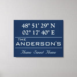 Custom Breitengrad Family Name Home Address Leinwanddruck