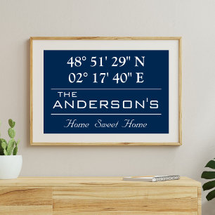Custom Breitengrad Family Name Home Address Poster