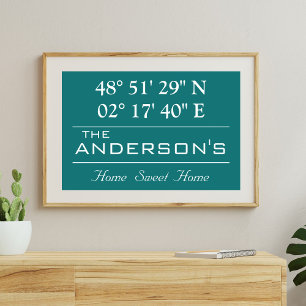 Custom Breitengrad Family Name Home Address Poster