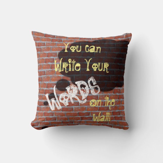 Custom Brick Wall Graffiti dachte Bubble Kissen (Vorderseite)