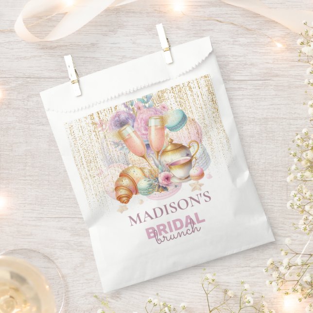 Custom Bridal Brunch Pink & Gold Glitzer Geschenktütchen (Ausgeschnitten)