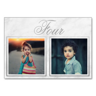 Custom Bride Groom Age Marmor Silver Tischnummer