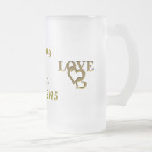Custom Bride Groom Liebe Herz Mattierte Glass Tass