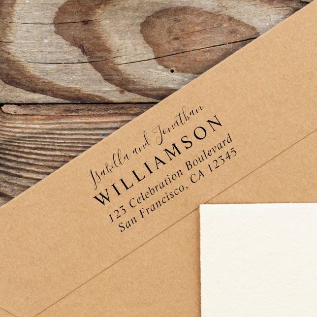 Custom Bride & Groom Names Wedding Rücksendeadress Permastempel (Von Creator hochgeladen)