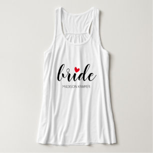 Custom Bride Moderne Kalligraphie mit Herz Tank Top