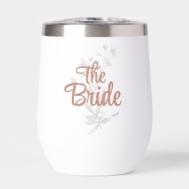 Custom Bride Rustic Boho Wildblumen Wine Tumbler (Vorderseite)