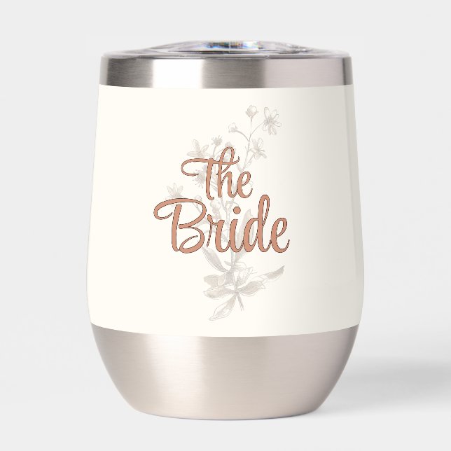 Custom Bride Rustic Boho Wildblumen Wine Tumbler (Vorderseite)