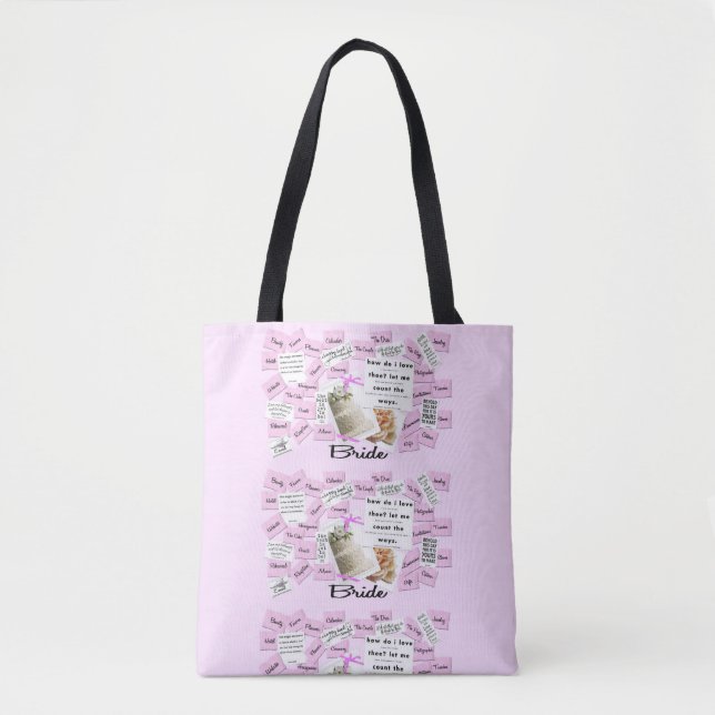 Custom Bride's Pink & White Wedding Tote Bag Tasche (Vorderseite)
