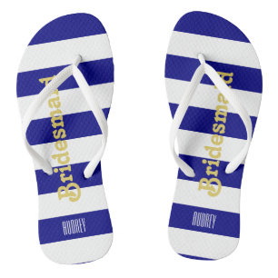 Custom Bridesmaid Flip Flops - Navy Blue