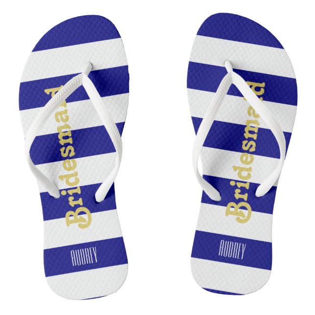 Custom Bridesmaid Flip Flops - Navy Blue (Fußbett)