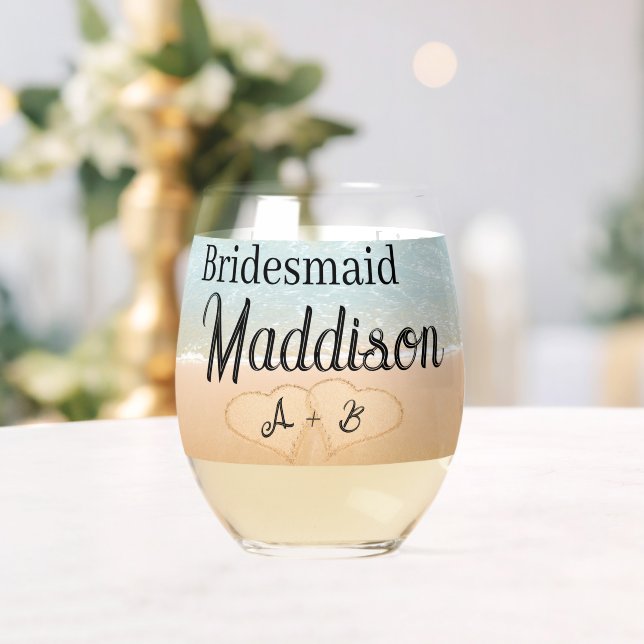 Custom Bridesmaid Geschenk Strand Hochzeit Herz Sa Weinglas Ohne Stiel (Insitu (Hochzeit))