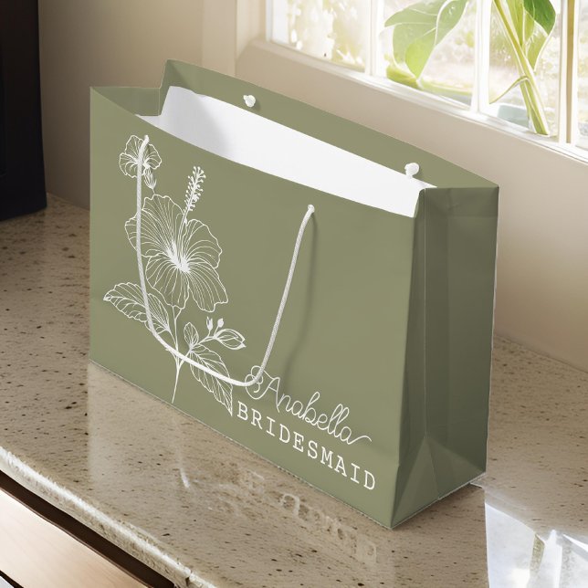 Custom Bridesmaid Geschenktasche, Bachelorette Ges Große Geschenktüte (bridesmaid gift bag, minimal flower gift bag, bridesmaid proposal gift, bachelorette gift, )