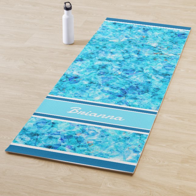 Custom Bright Blue Aqua Türkis Polygon Muster Yogamatte (Beispiel)