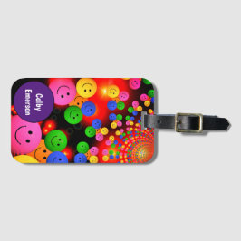 Custom Bright farbenfroher Happy Lächeln Lila Blas Gepäckanhänger
