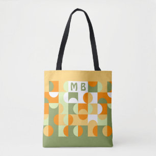 Custom Bright Green Sunny Orange Retro Art Muster Tasche
