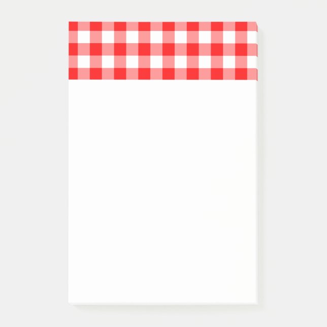 Custom Bright Red Gingham Post-it Klebezettel (Vorderseite)