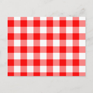 Custom Bright Red Gingham Postkarte