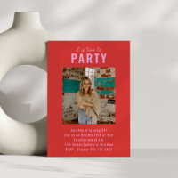 Custom Bright Red Pink Foto 30. Geburtstag Party