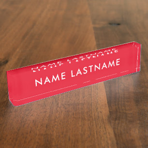 Custom Bright Red Simple Modern Basic Minimalistis Namensplakette