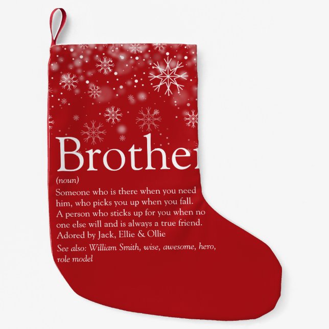 Custom Brother Definition Quote Holiday Snow Kleiner Weihnachtsstrumpf (Vorderseite)