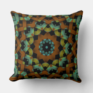 Custom Brown Blue Green Circle Weave Muster Kissen