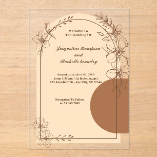 Custom Brown Rustic Acrylic Wedding Einladungen