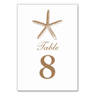 Custom Brown Starfish Beach Hochzeiten Tischnummer