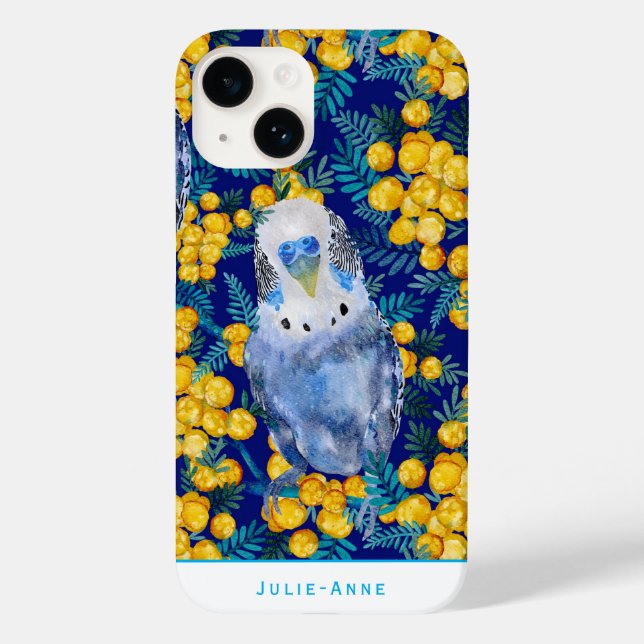 Custom Budgie und Wattle Case-Mate iPhone 14 Hülle (Rückseite)