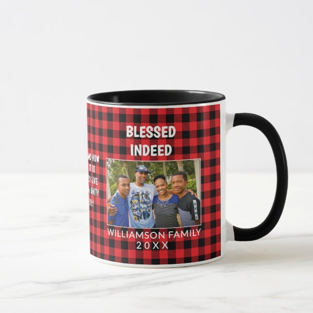 Custom Buffalo Karierte Familie Christlich Weihnac Tasse (Rechts)