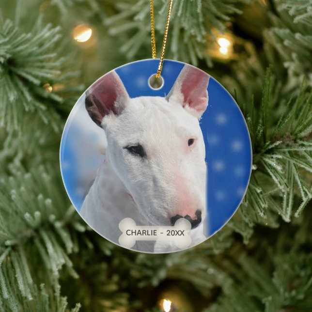 Custom Bull Terrier Dog Foto Keramik Ornament (Baum)