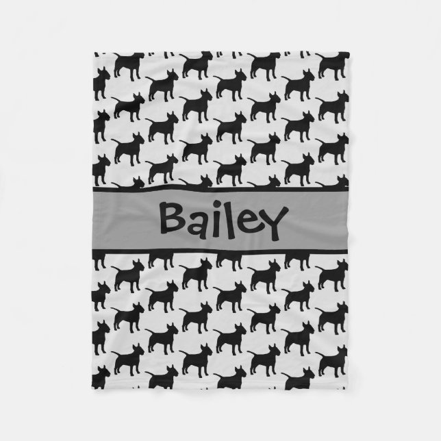 Custom Bull Terrier Dog Silhouette Fleecedecke (Vorderseite)