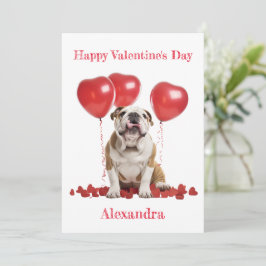 Custom Bulldog Hearts Balloons Valentine Feiertagskarte