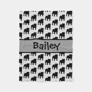 Custom Bulldog-Silhouette Fleecedecke