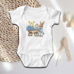 Custom Bunny mit Blue Blumen Baby Strampler