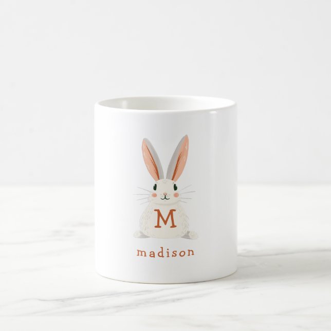 Custom Bunny Monogram Name Gift Kaffeetasse (Mittel)